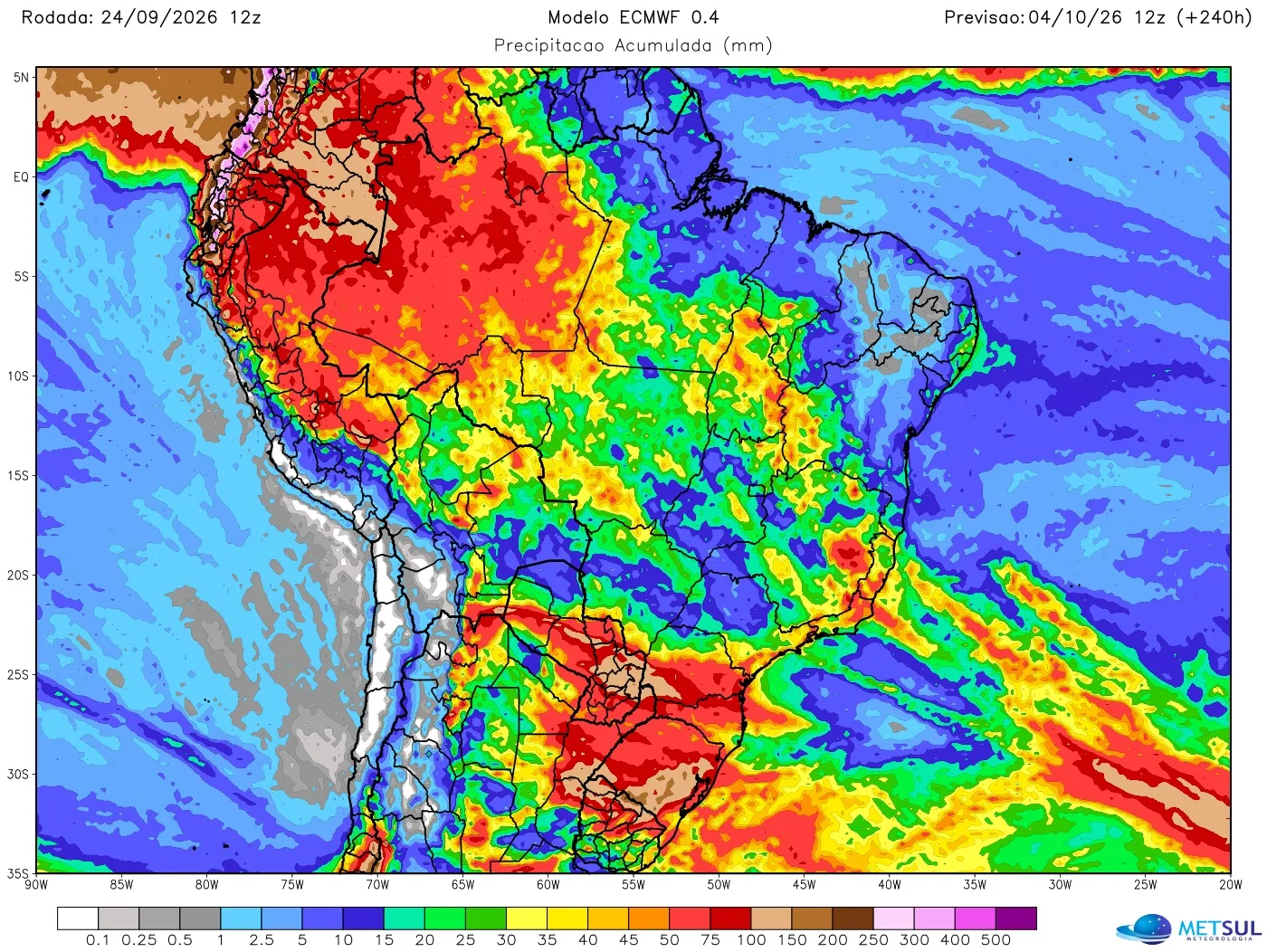 Mapa de chuva no Brasil 