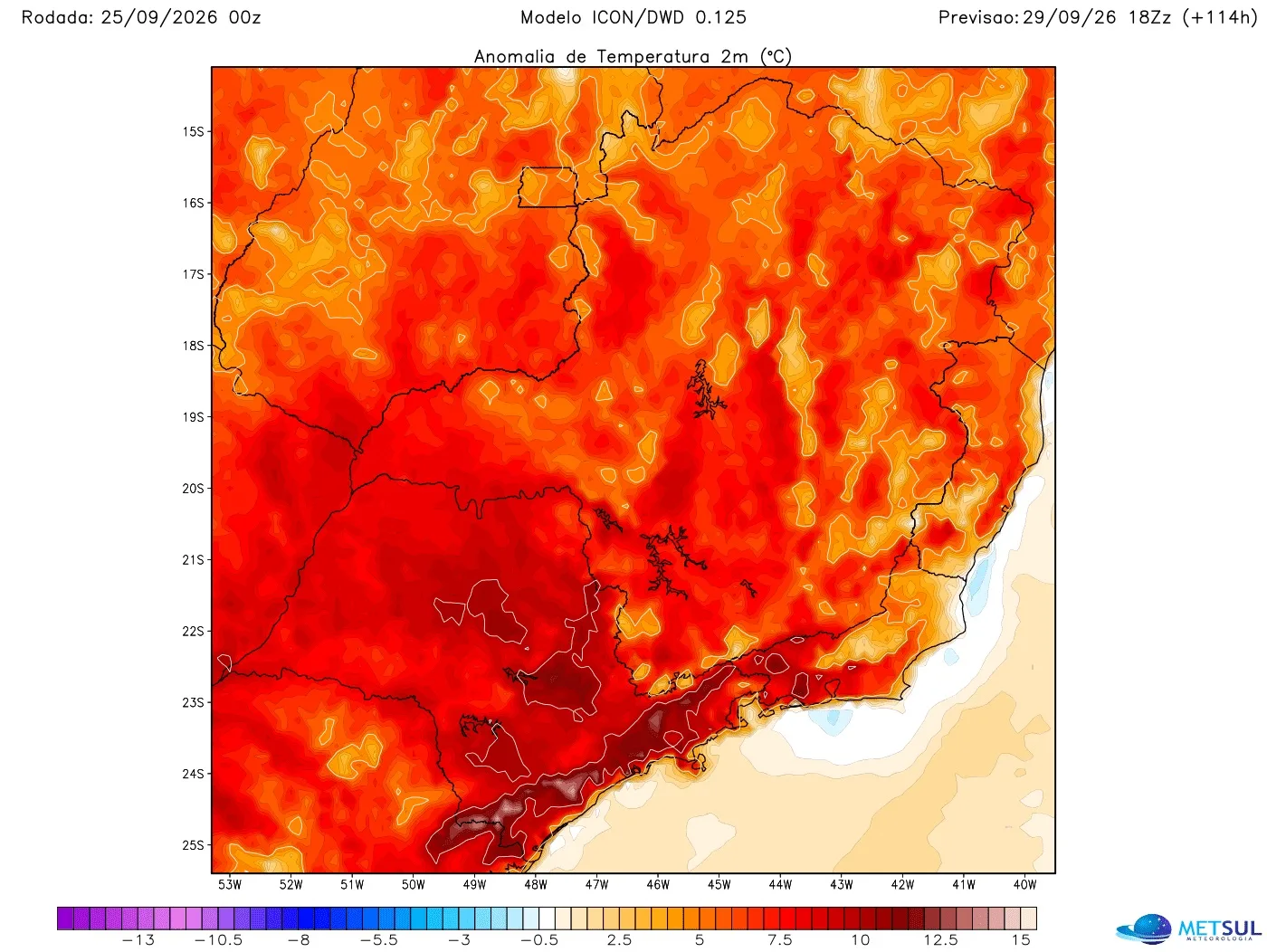 Mapa de calor no Sudeste