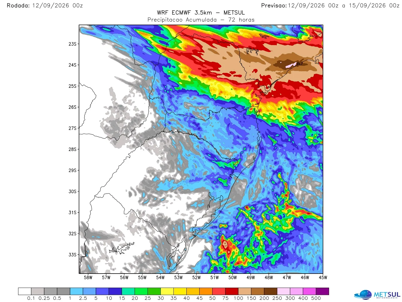 Mapa de chuva do modelo WRF
