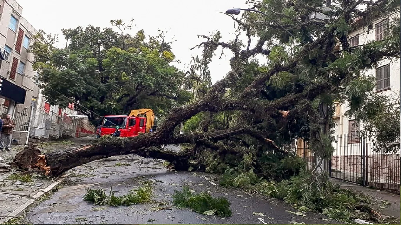 Foto de vendaval e seus estragos