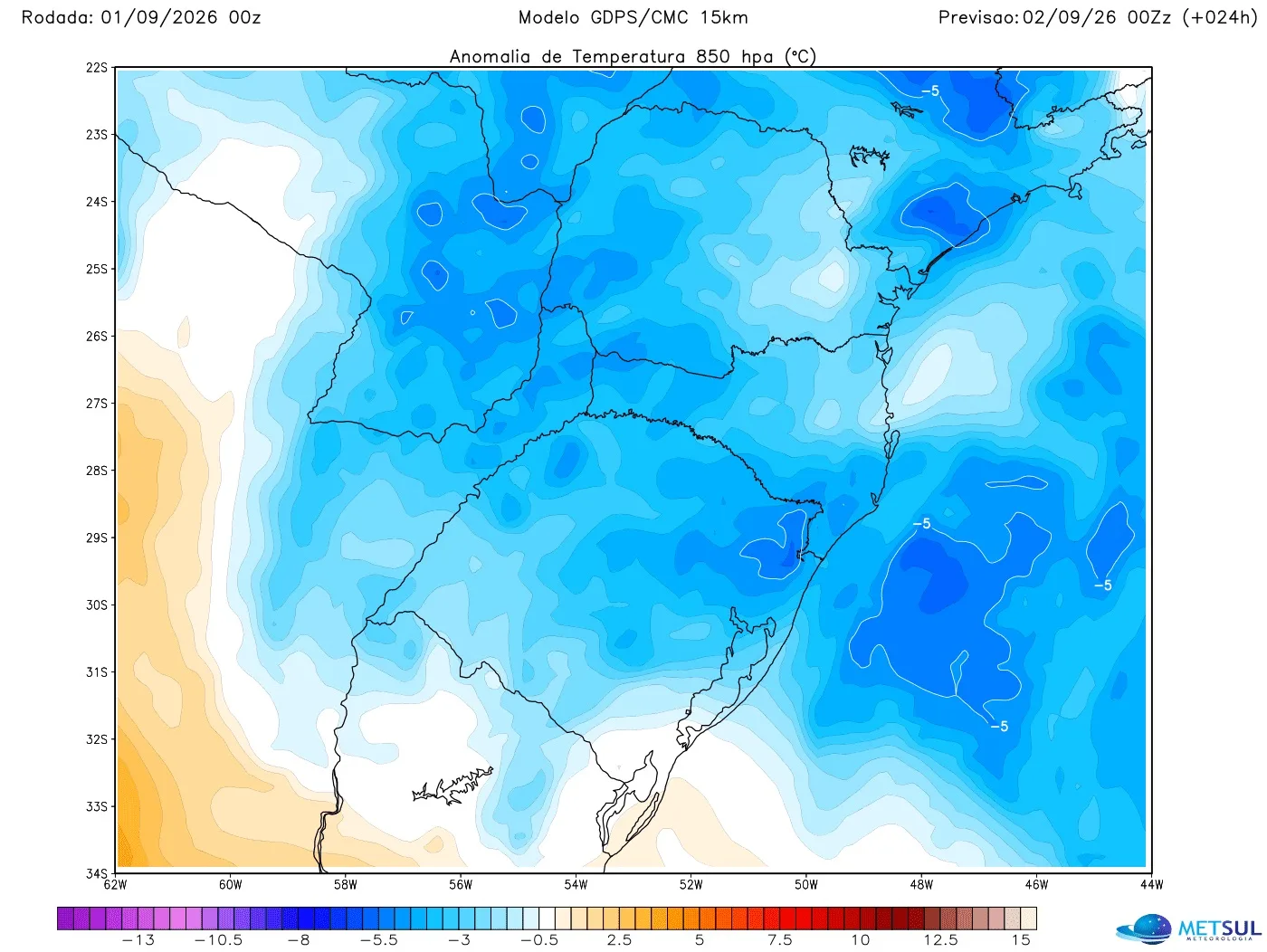 Mapa da massa de ar frio