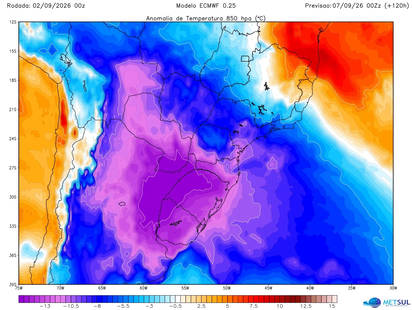 Mapa da massa de ar frio
