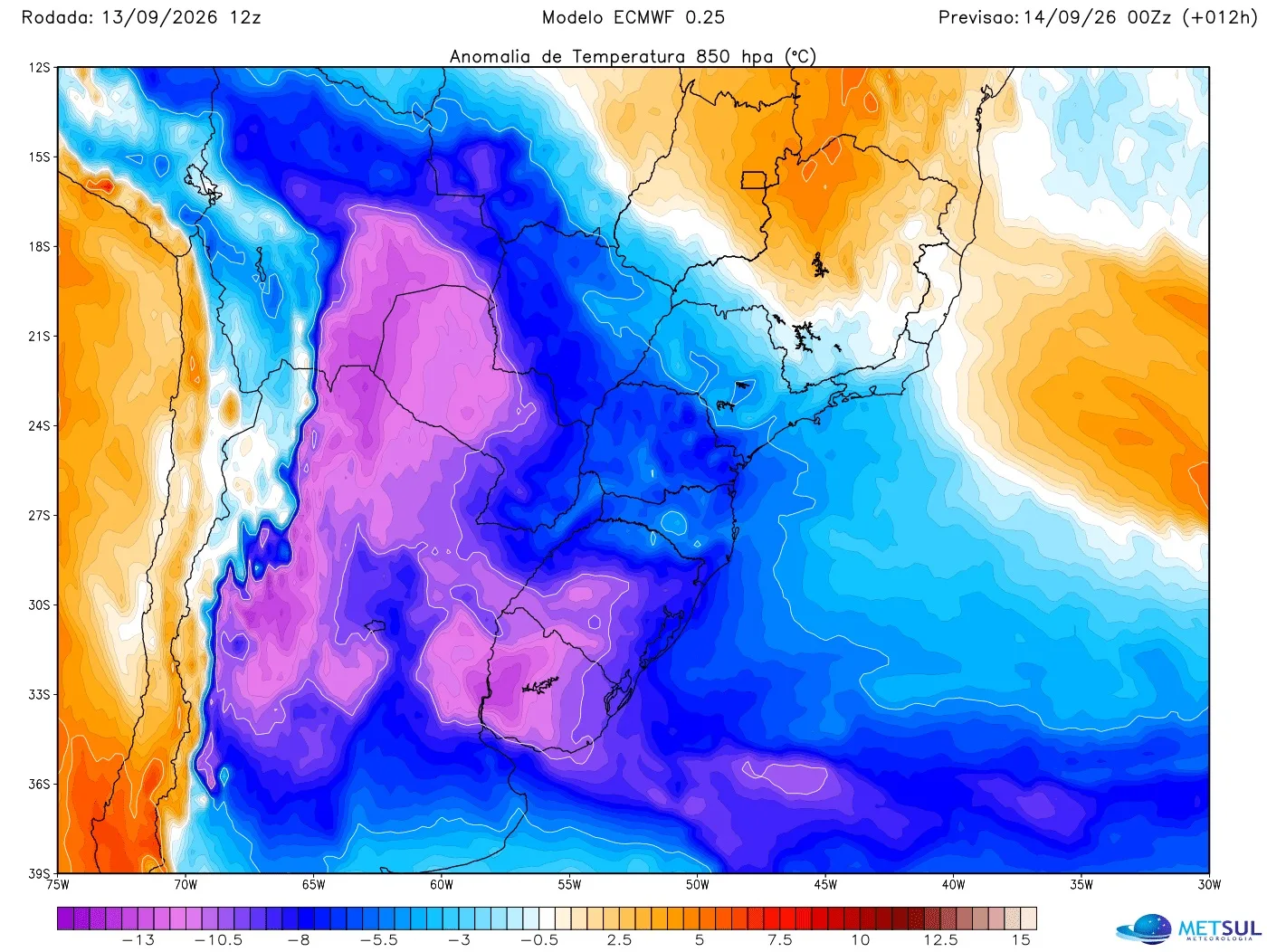 Mapa da massa de ar frio