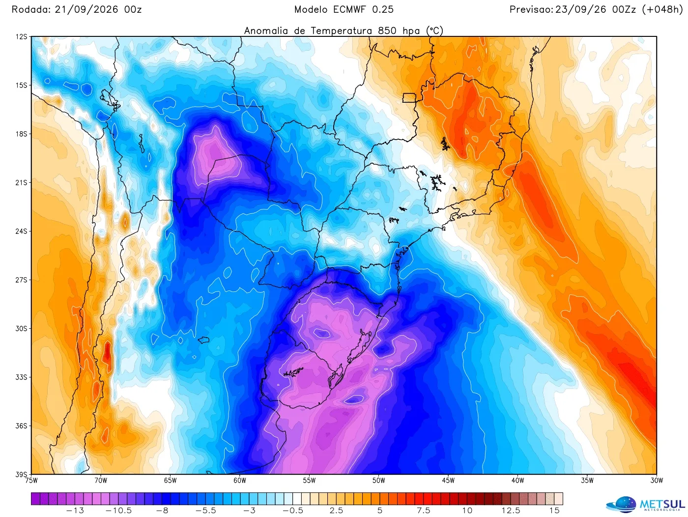 Mapa da massa de ar frio