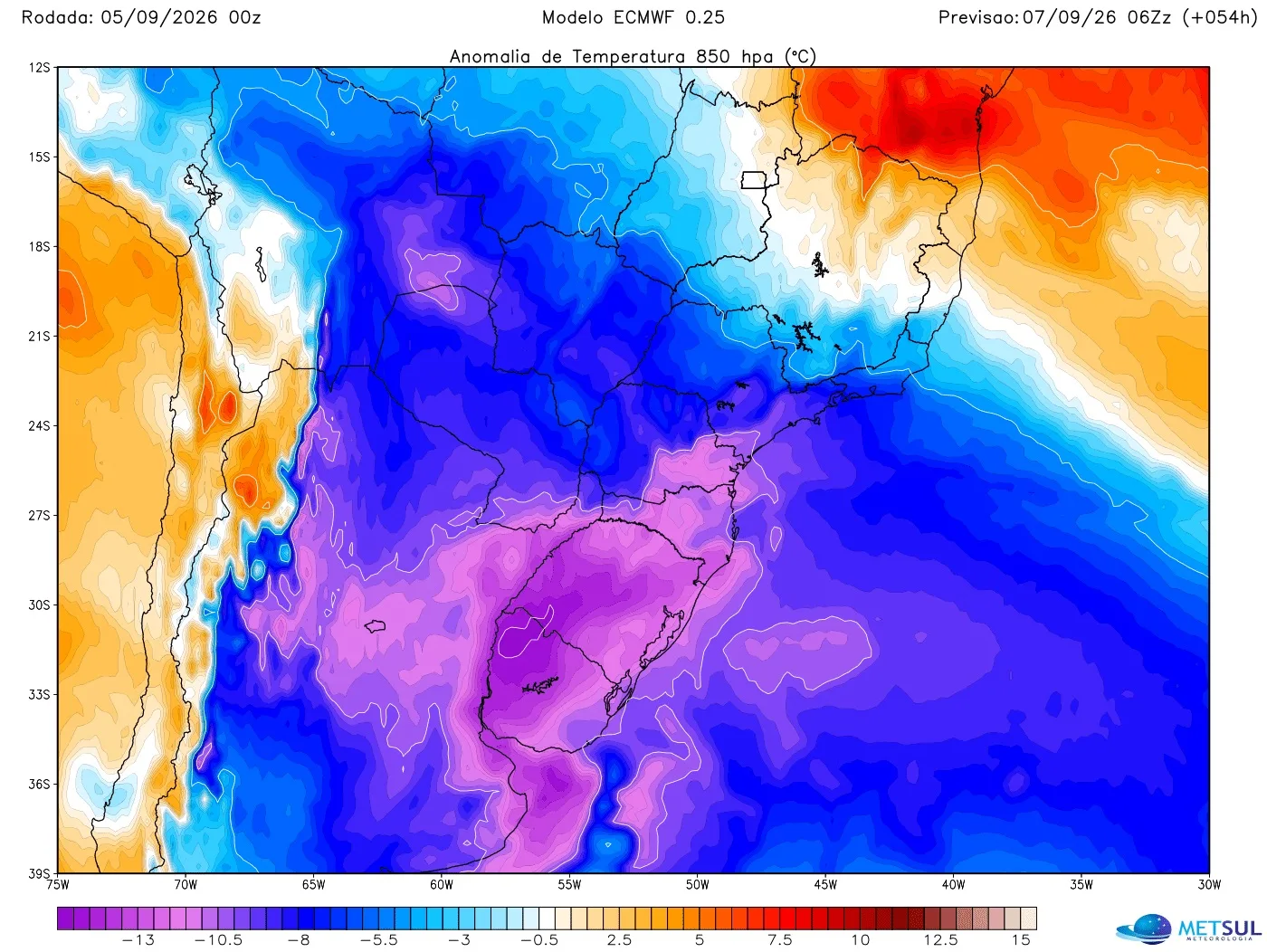 Mapa da massa de ar frio