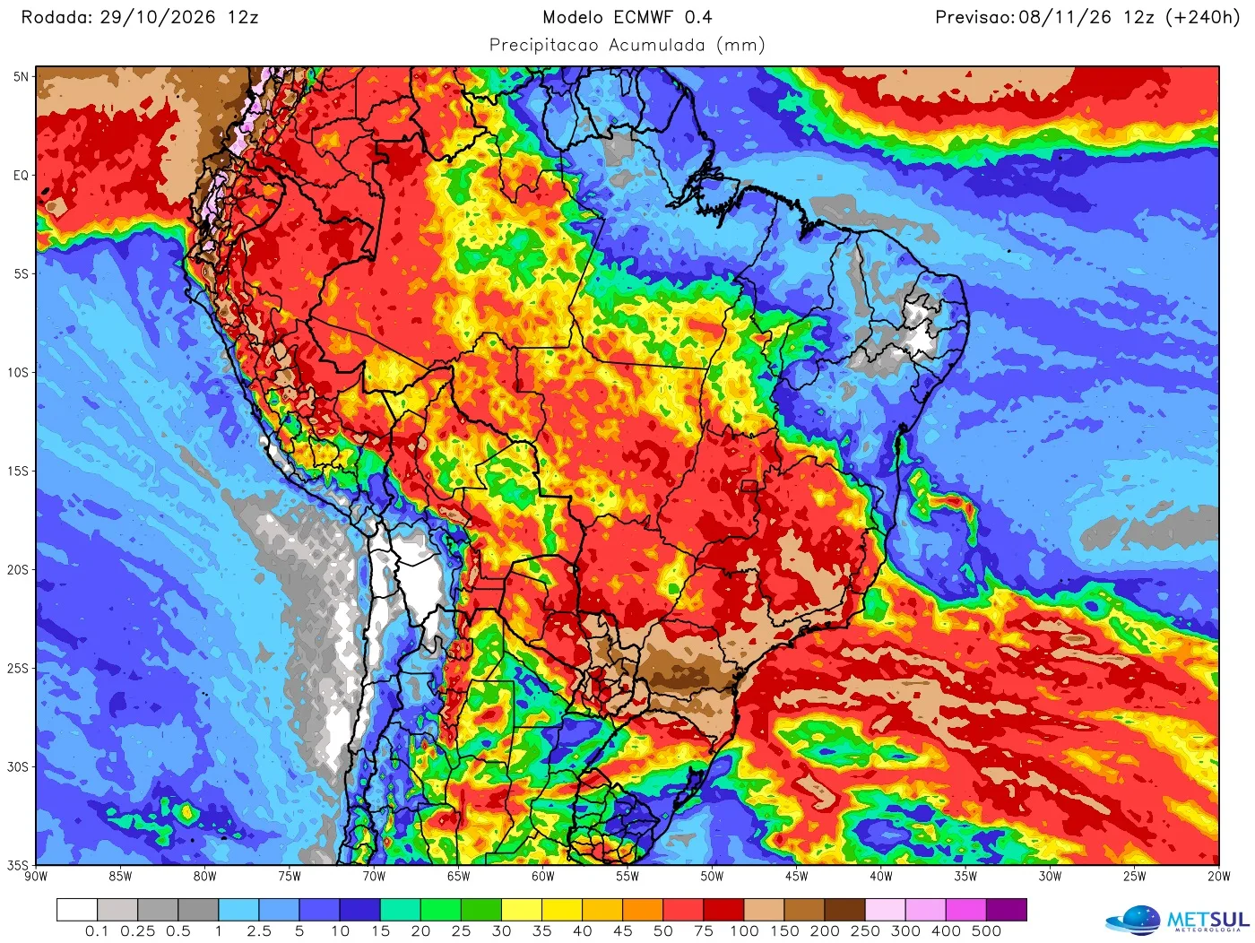 Mapa de chuva no Brasil 