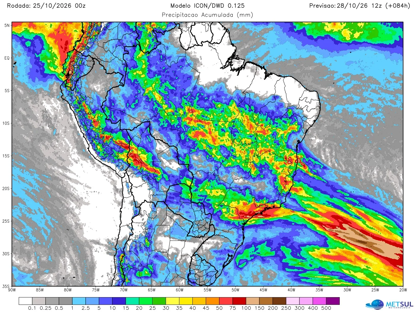 Mapa de chuva na semana