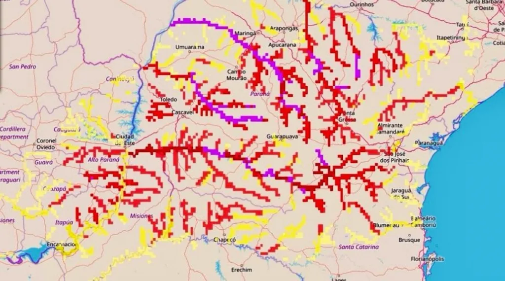 Chuva excessiva pode causar enchentes em quatro estados do Sul e Sudeste