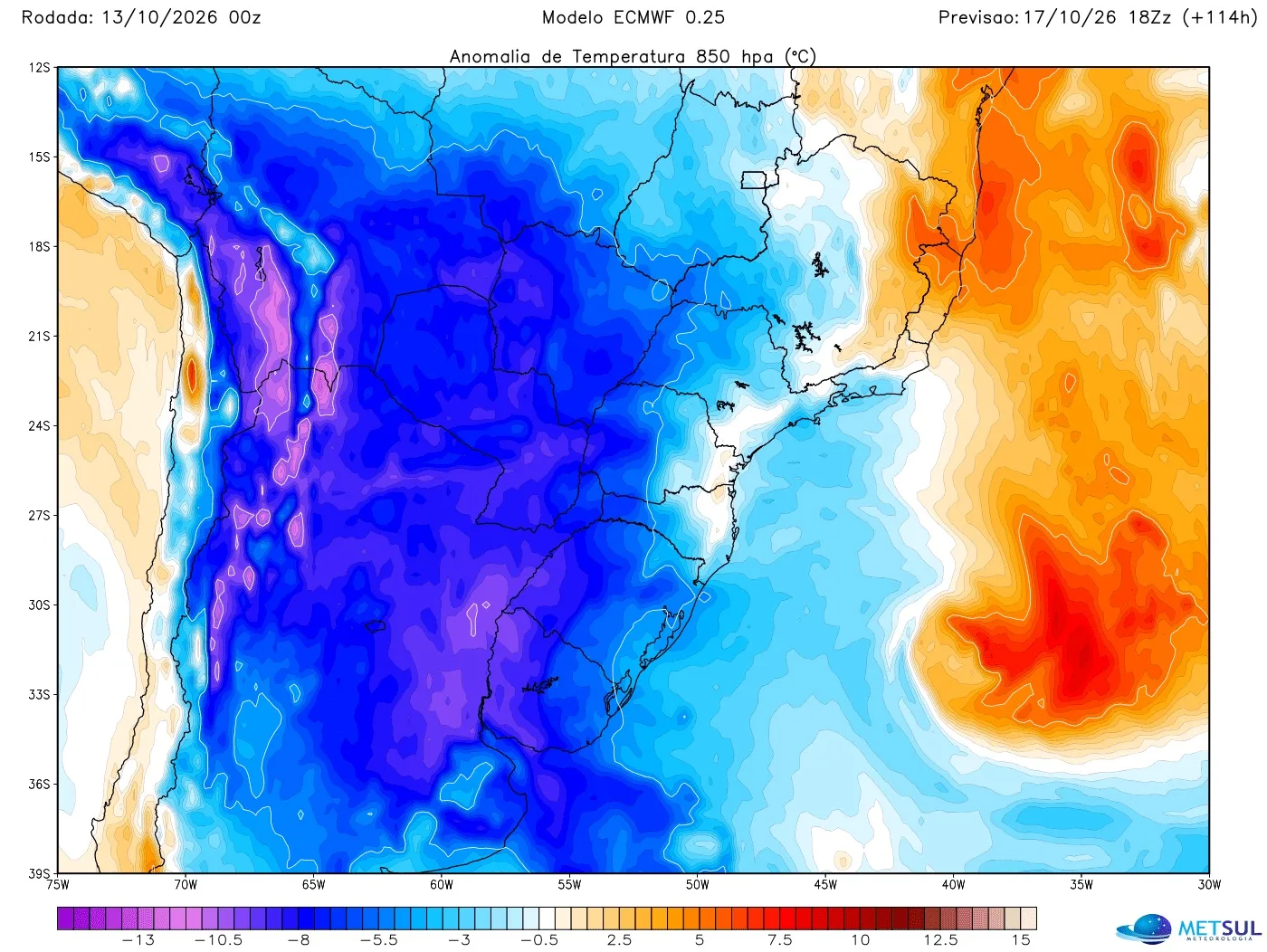 Mapa da massa de ar frio