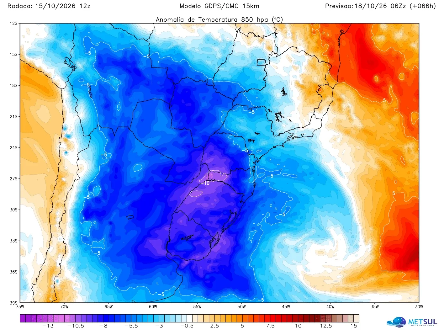 Mapa da massa de ar frio