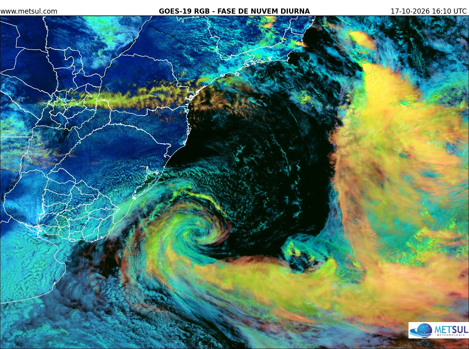 Imagem de satélite do ciclone 