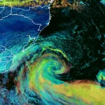 Satélite registra ciclone extratropical na costa gaúcha